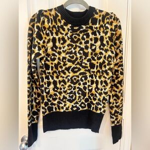 Who What Wear Leopard Print Sweater - Black and Gold Tone, Size Small